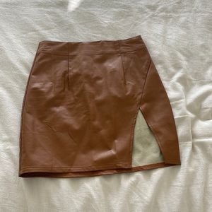 Lulus faux leather skirt with slit